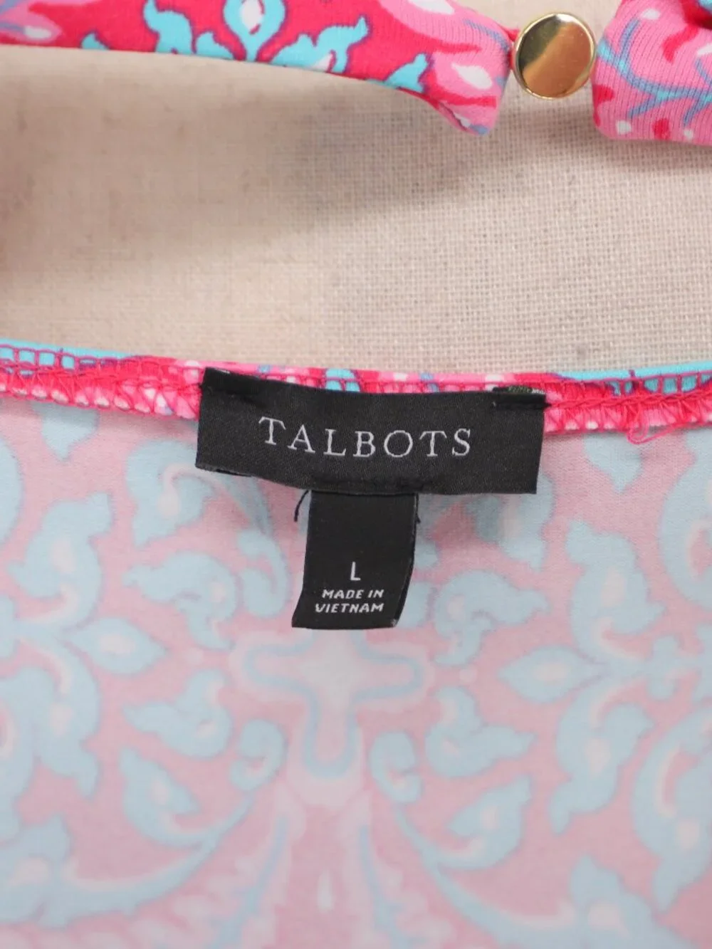 TALBOTS Effortless Jersey Medallion Open Back Dress Pink Size L - Picture 6 of 8